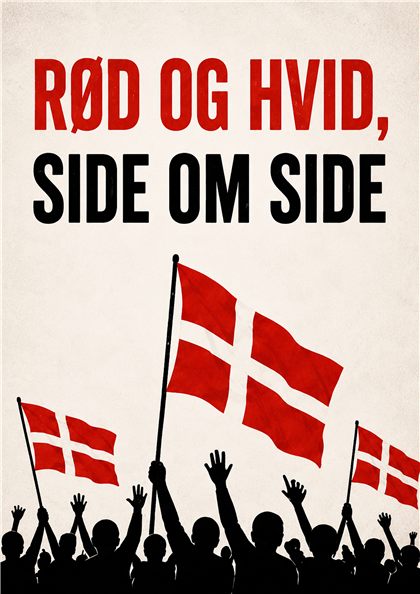 Plakat: Rød og hvid, side om side